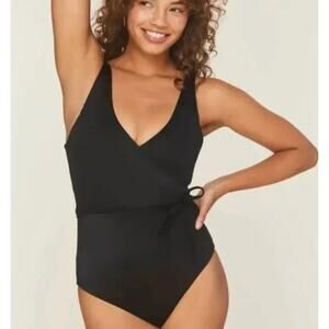 Andie Black V-Neck One-Piece Swimsuit